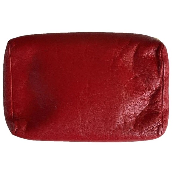 RARE Vintage Dior Red Leather Kiss Lock Mirrored Lipstick Makeup Wallet Case - Picture 9 of 16